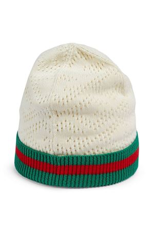 Cappello In Maglia Di Cotone Traforata Avorio GUCCI KIDS | 7225224K1119200